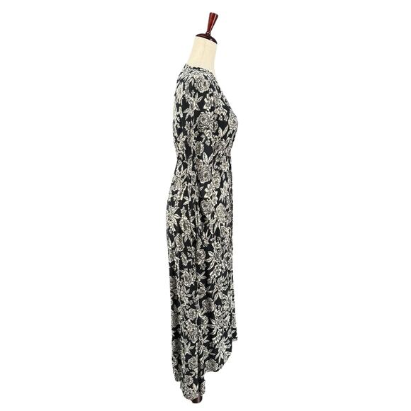 Billabong Allegra Floral Maxi Button Down Dress Womens S Black White Rayon - Picture 2 of 16